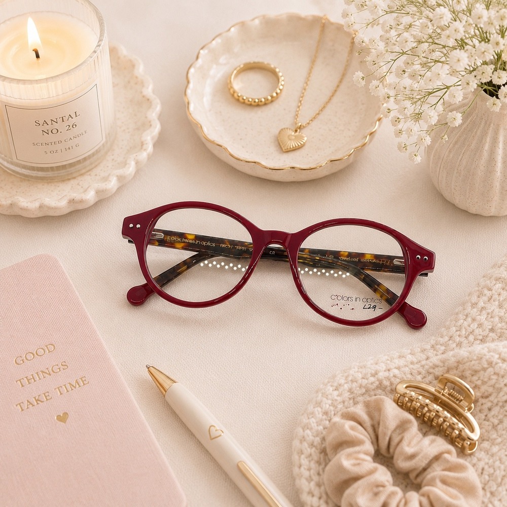 Colors in Optics Hutton Red Tortoise Handmade Eyeglasses Frames Women's